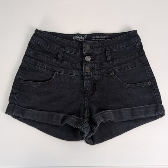 3/$20 Mossimo High Rise Short Shorts Faded Denim Cuffed Button Fly Jean - Picture 2 of 9